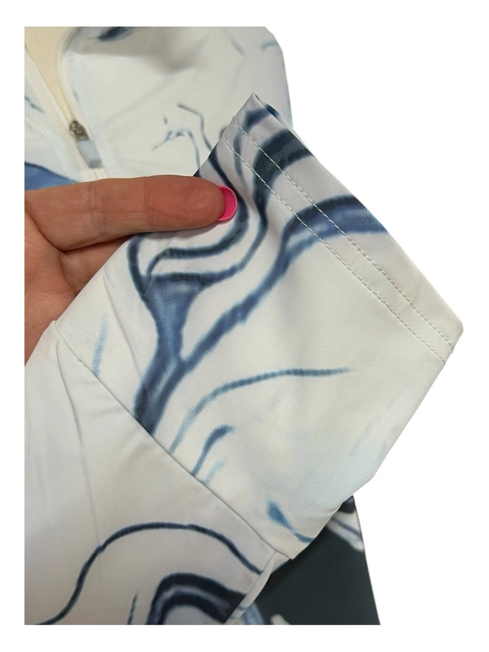 NWT FKEEP Blue & White Marble Print UPF 50+ 1/4 Zip Sun Shirt | Size XL - Picture 4 of 10